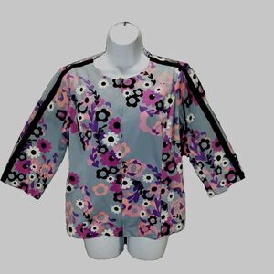 Bob Macke Jacket Blazer Women's S Vintage Cotton Floral Art to Wear Zip Unique